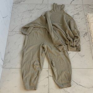 Cozy Tan Knit Sweater and Pants Set Free People